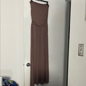 Brown One Shoulder Ruched Gown for Cocktail